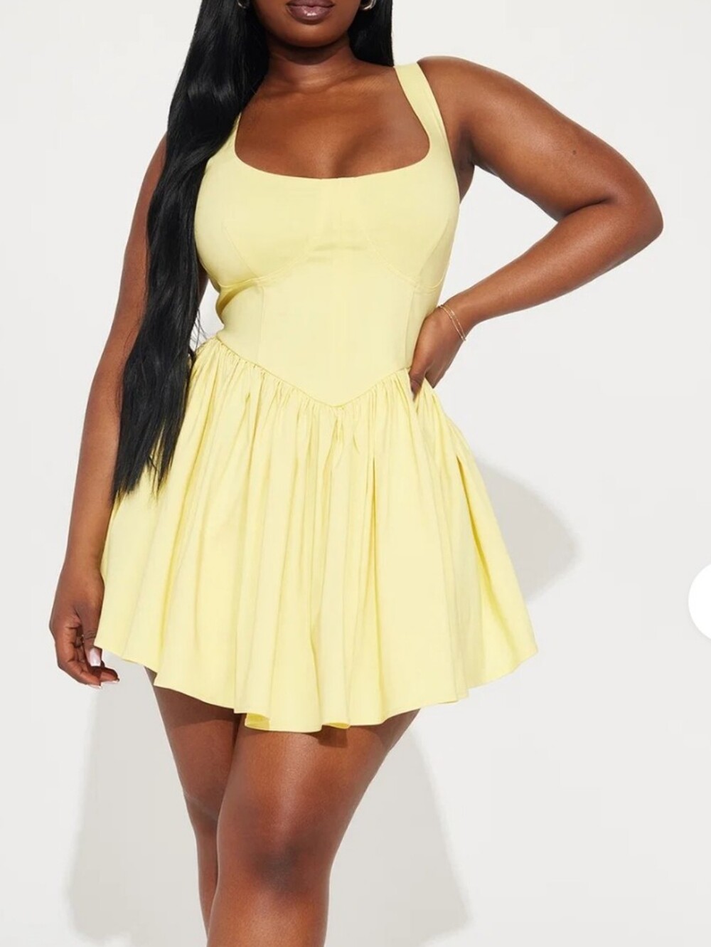 Summer Scoop Neck Yellow Mini Dress